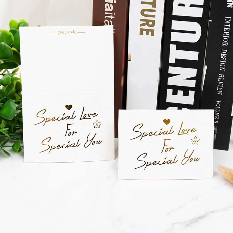 100 PCS Valentines Day Bronzing Greeting Card Flower Shop Birthday Thank You Card(I Love You)