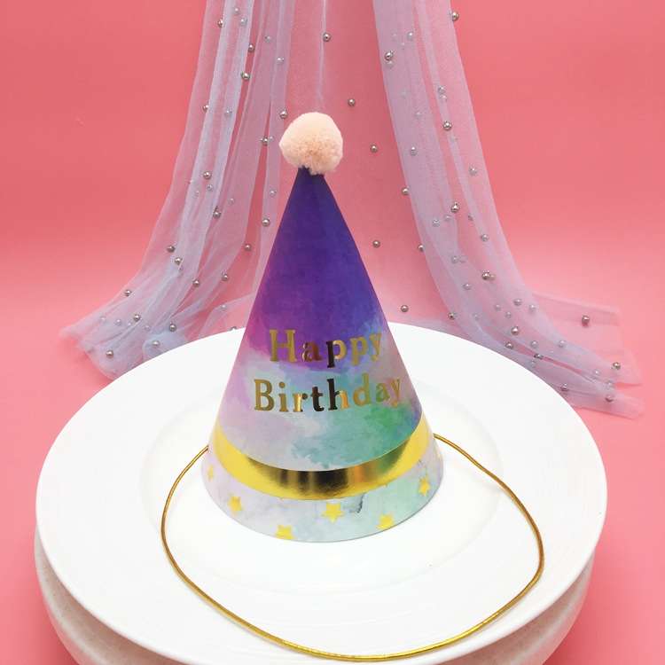 20 PCS Party Headdress Bronzing Sequined Furry Ball Birthday Hat(MZ-085)