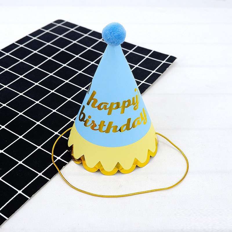 20 PCS Party Headdress Bronzing Sequined Furry Ball Birthday Hat(MZ-085)