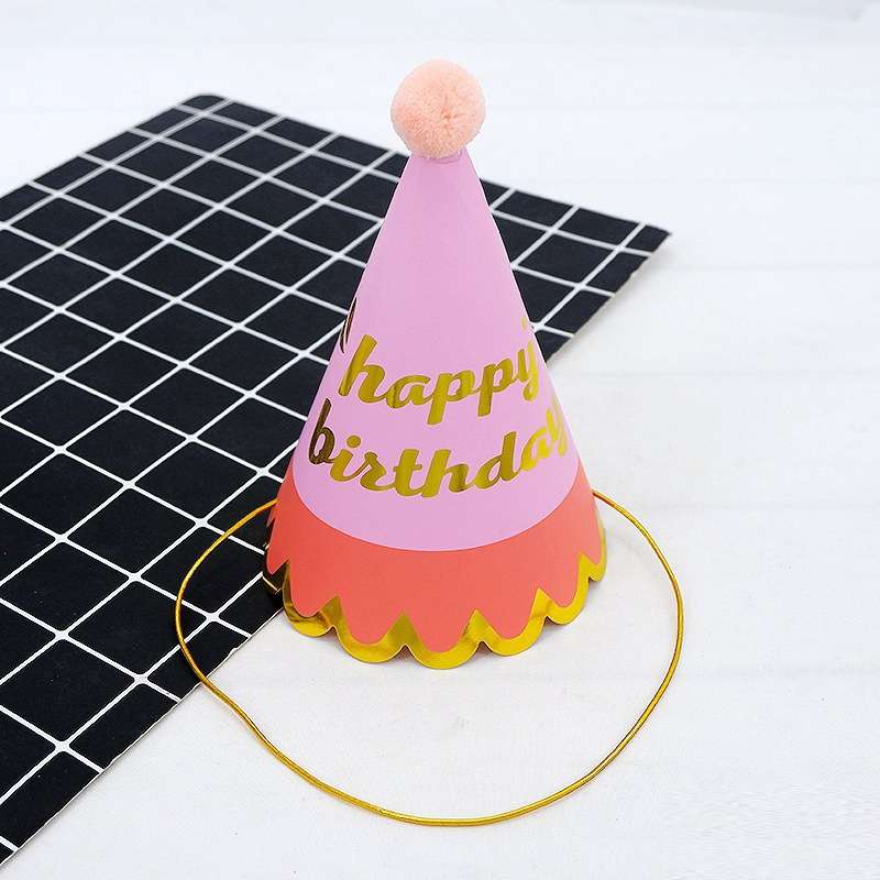 20 PCS Party Headdress Bronzing Sequined Furry Ball Birthday Hat(MZ-085)
