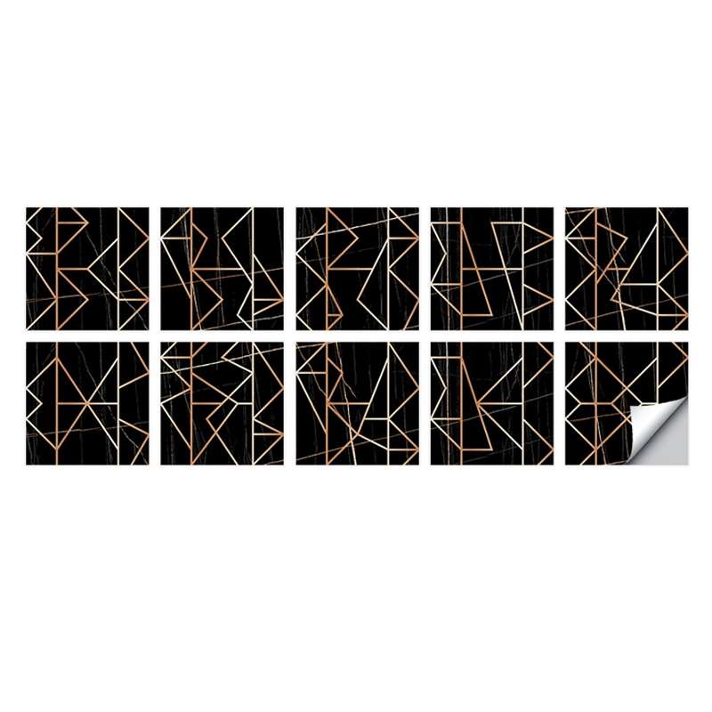 Geometric Pattern Staircase Wall Tile Sticker Kitchen Stove Water And Oil Proof Stickers, Specifica