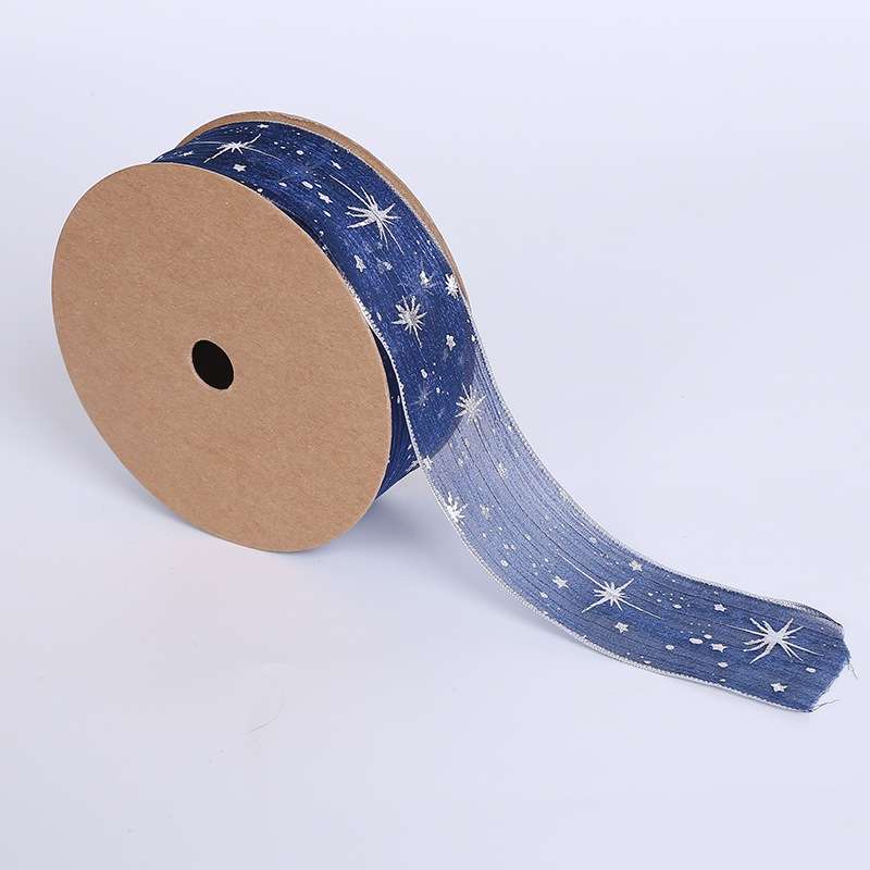 Starry Sky Yarn Ribbon Gift Box Packaging Bow Tie Ribbon, Specification: 2.5CM(Black)