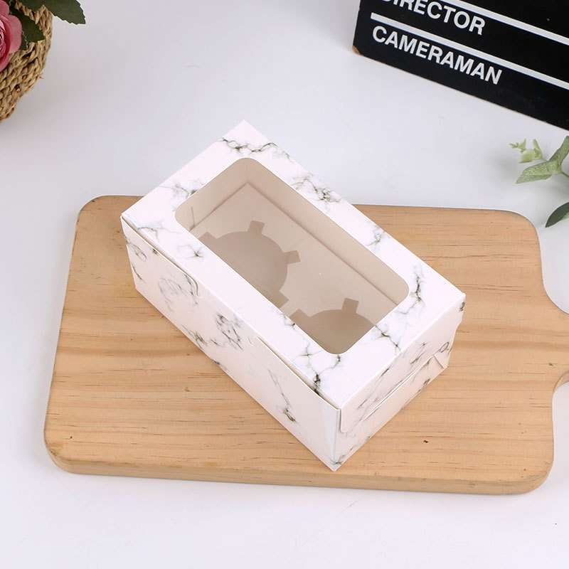 25 PCS Window Cupcake Packaging Box Muffin Cake Box With Inner Support, Specification: 2 In One (Mar