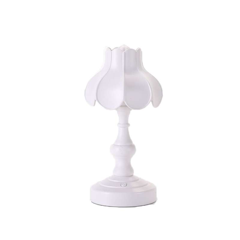 Retro Charging Table Lamp Bedroom Bed LED Eye Protection Light(LD05 Lotus Gray Blue)