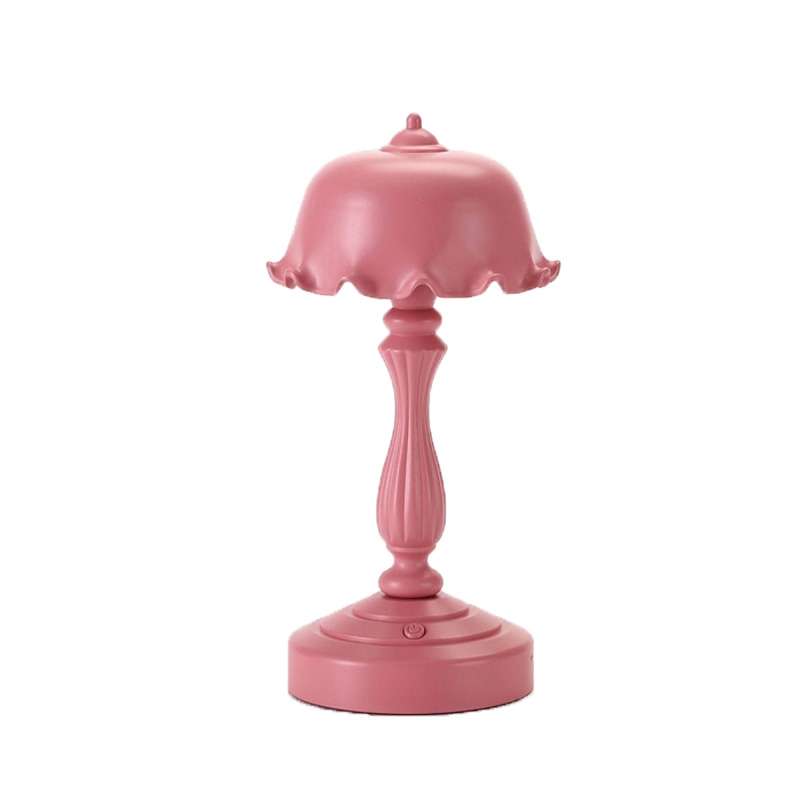 Retro Charging Table Lamp Bedroom Bed LED Eye Protection Light(LD05 Lotus Gray Blue)