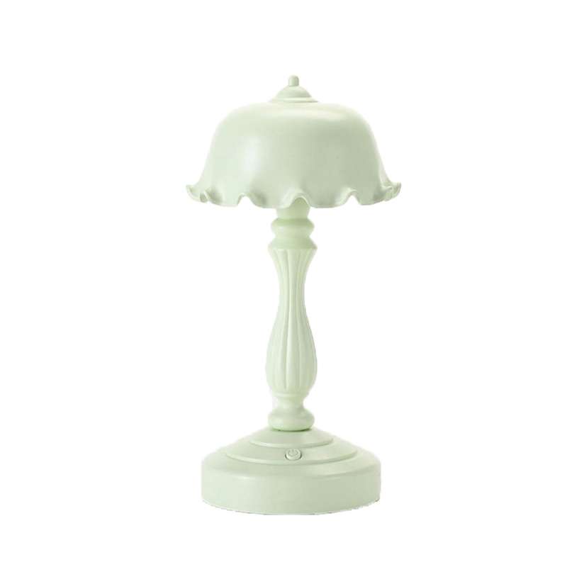 Retro Charging Table Lamp Bedroom Bed LED Eye Protection Light(LD05 Lotus Gray Blue)
