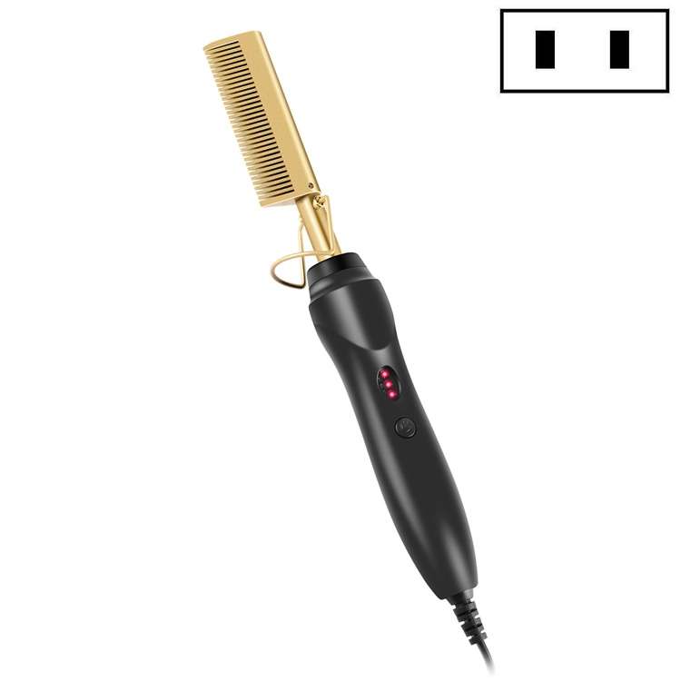 Multifunctional Comb Dry And Wet Dual-Use Curly Hair Straightening Stick Electric Perm Comb US Plug(