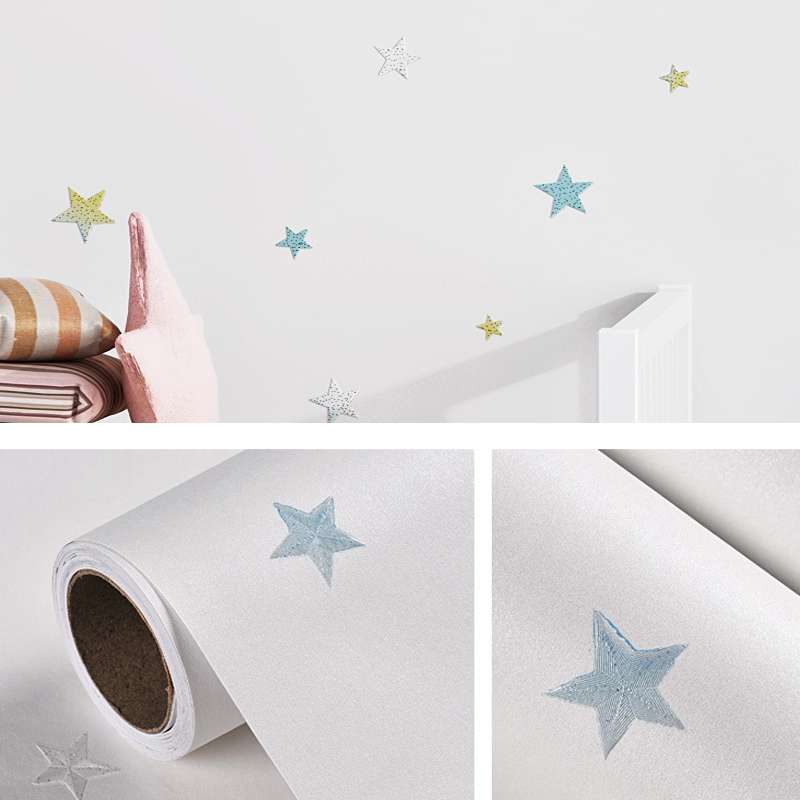 0.53 x 3m 3D Stars Moon Self-Adhesive Wallpaper Mediterranean Children Wall Sticker(Star Moon Blue)