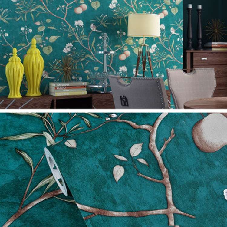 0.53x5m 3D StereoRetro Self-Adhesive Non-Woven Wallpaper Pastoral Flower Bedroom Living Room TV Back
