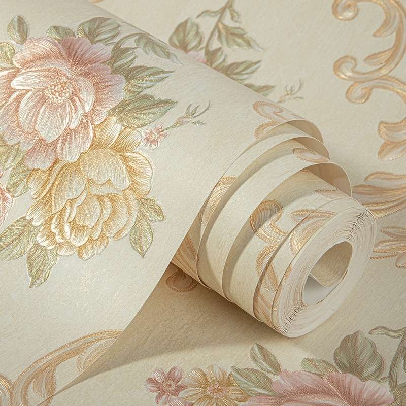 0.53 x 3m 3D Pastoral Style Wallpaper Bedroom Living Room Non-Woven Fabric Self-Adhesive Wall Sticke