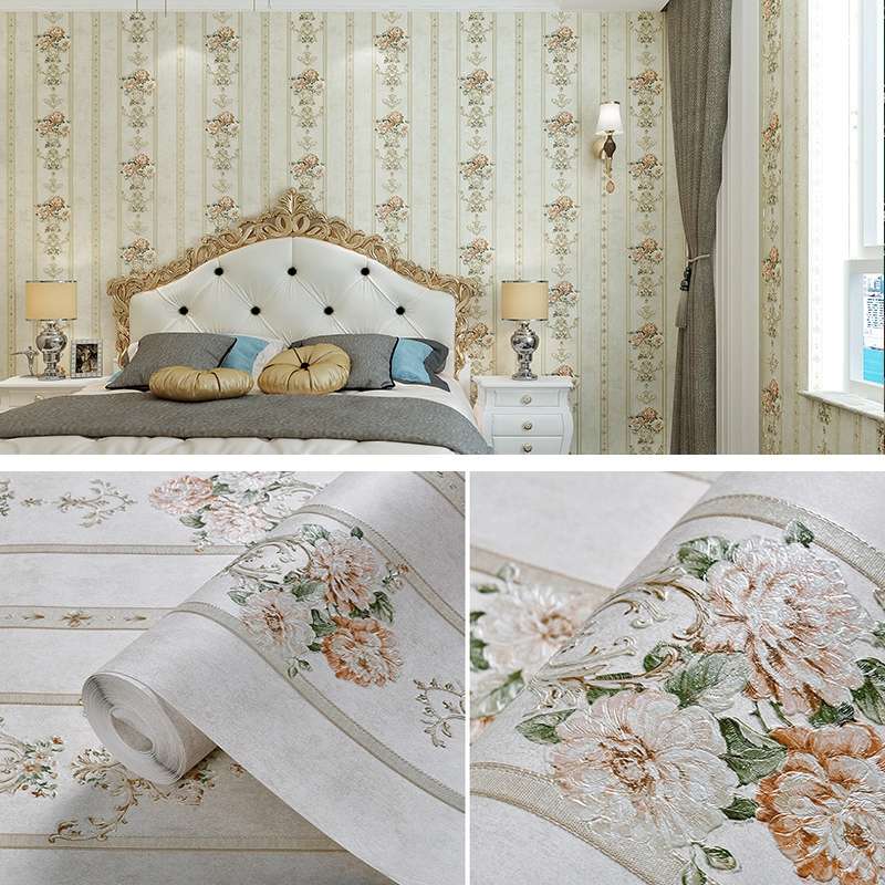 0.53x3m Modern Minimalist 3D Stereo Flower Self-Adhesive Wallpaper Bedroom Living Room TV Background
