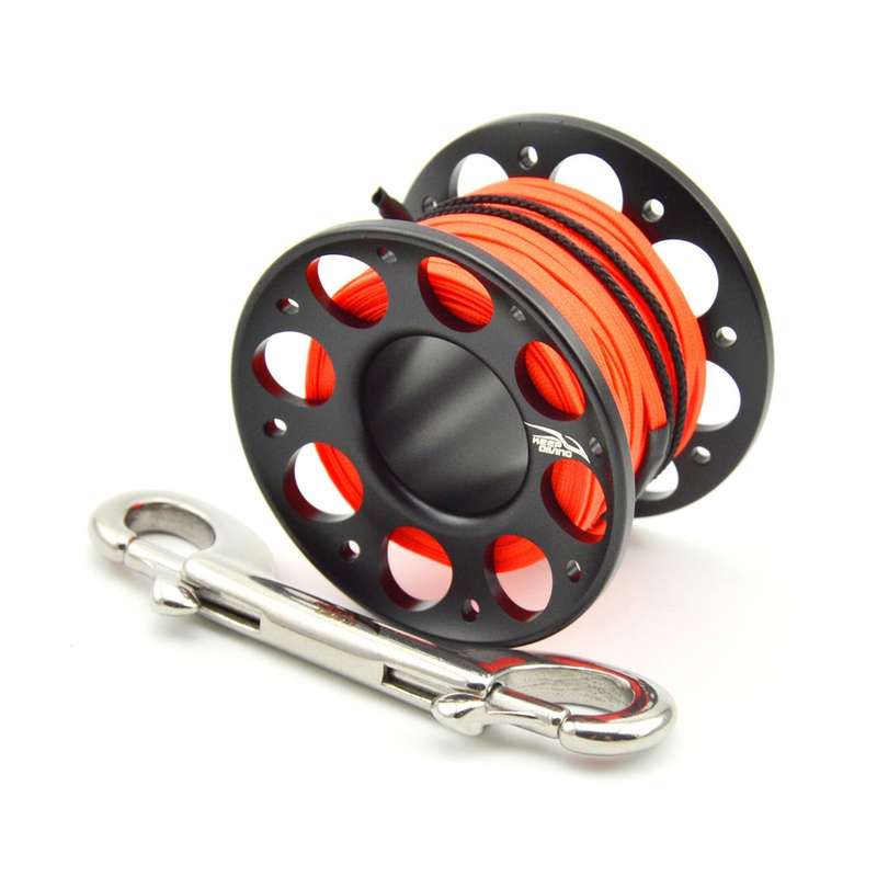 KEEP DIVING Aviation Sluminum Reel Double Hook Diving Buoy Rope Release Device, Color: 15m Black