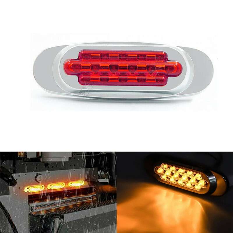 12-24V 16 LEDs Electroplating Side Lights Side Tail Lights Cargo Truck Modification Light, Colour: R