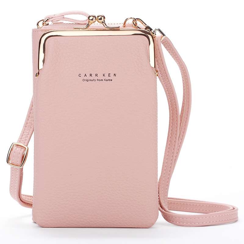 H2107 Ladies Mobile Phone Bag Shoulder Messenger Bag Pebbled Zipper Wallet(Light Blue)
