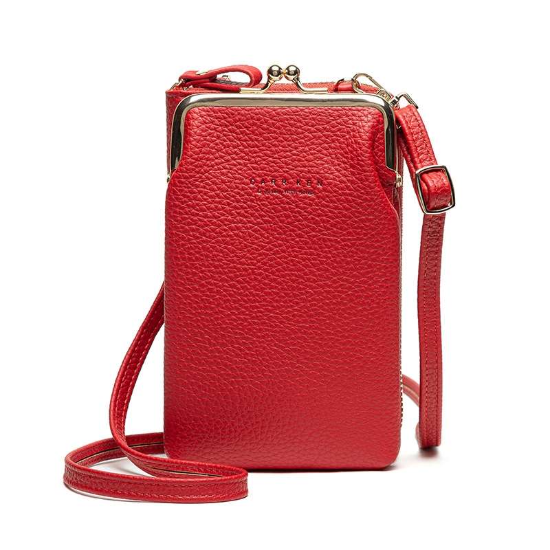 H2107 Ladies Mobile Phone Bag Shoulder Messenger Bag Pebbled Zipper Wallet(Light Blue)