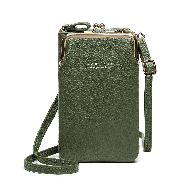 H2107 Ladies Mobile Phone Bag Shoulder Messenger Bag Pebbled Zipper Wallet(Light Blue)
