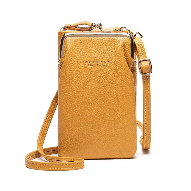 H2107 Ladies Mobile Phone Bag Shoulder Messenger Bag Pebbled Zipper Wallet(Light Blue)