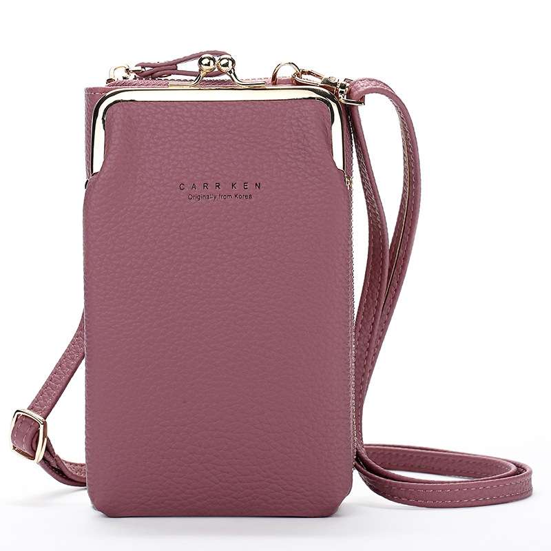 H2107 Ladies Mobile Phone Bag Shoulder Messenger Bag Pebbled Zipper Wallet(Light Blue)