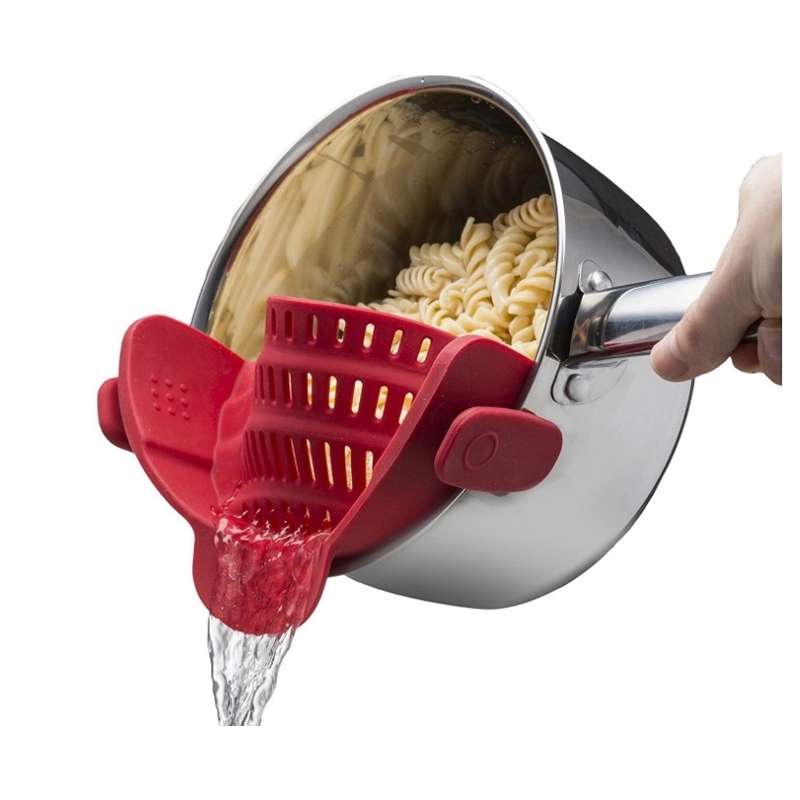 Wide Mouth Silicone Drainer Pot Side Drain To Block Fruit Noodle Strainer(Dark Gray)