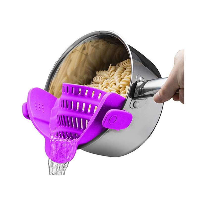 Wide Mouth Silicone Drainer Pot Side Drain To Block Fruit Noodle Strainer(Dark Gray)