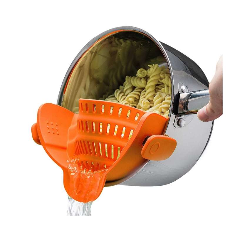 Wide Mouth Silicone Drainer Pot Side Drain To Block Fruit Noodle Strainer(Dark Gray)