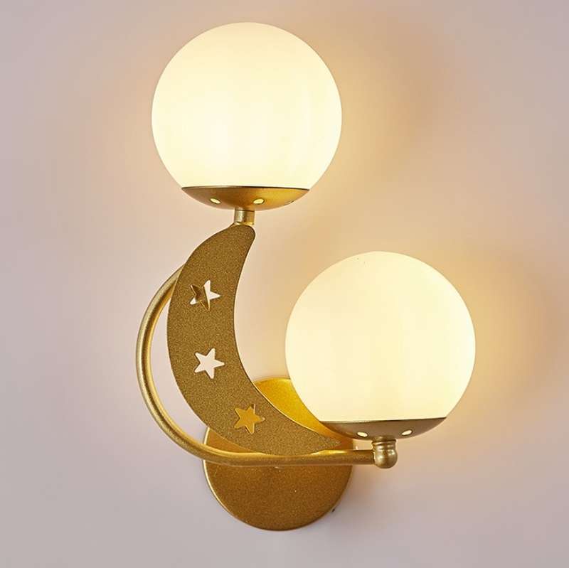 Bedroom Bedside Wall Lamp Indoor Background Wall Lamp Tri-color Light(6082 Golden Right)