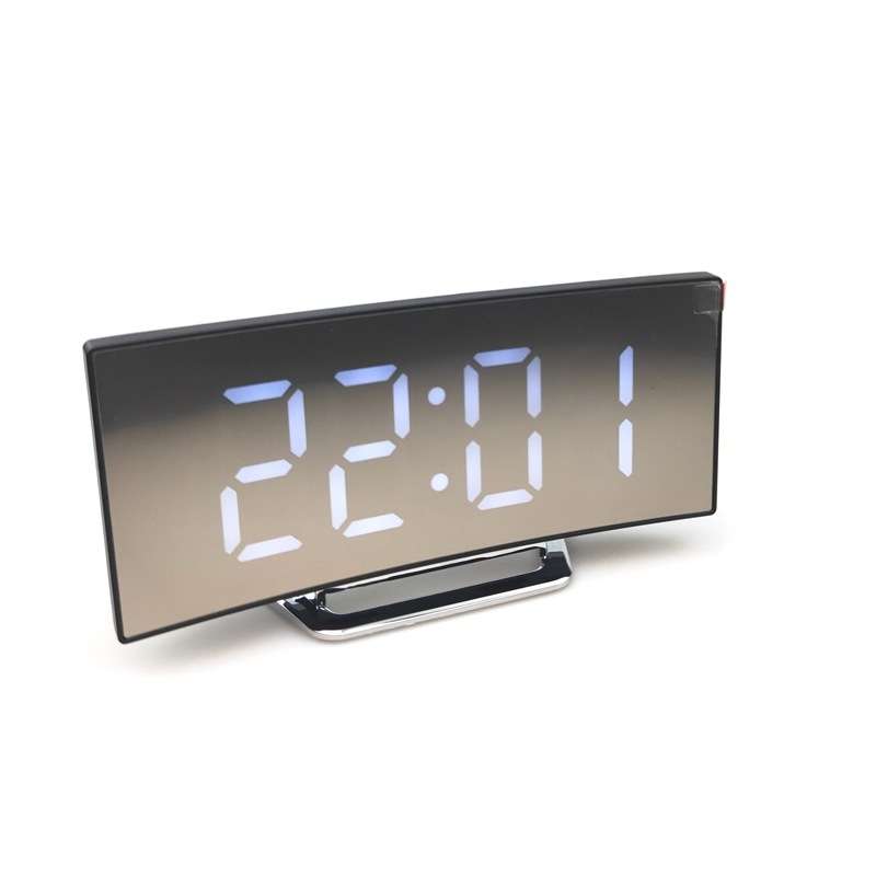 6507 Curved Big Screen Electronic Clock LED Mirror Mute Alarm Clock(Green)