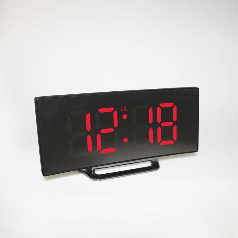 6507 Curved Big Screen Electronic Clock LED Mirror Mute Alarm Clock(Green)