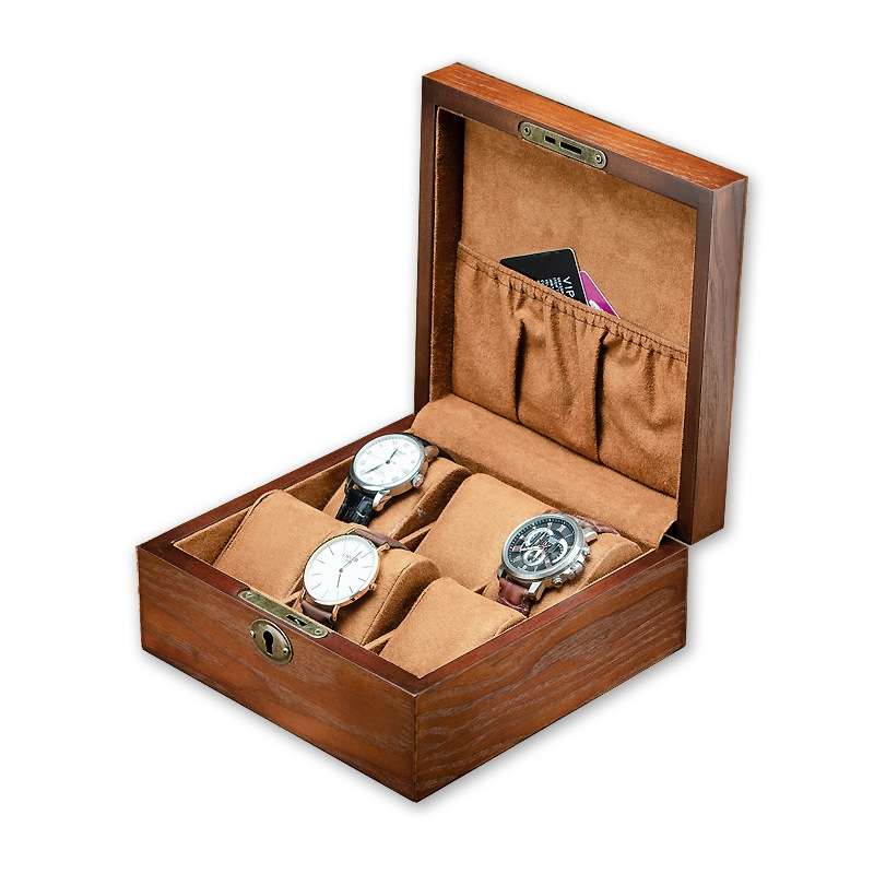 6 Slots Willow Watch Storage Box Jewelry Collection Display Box With Lock(Rectangle)