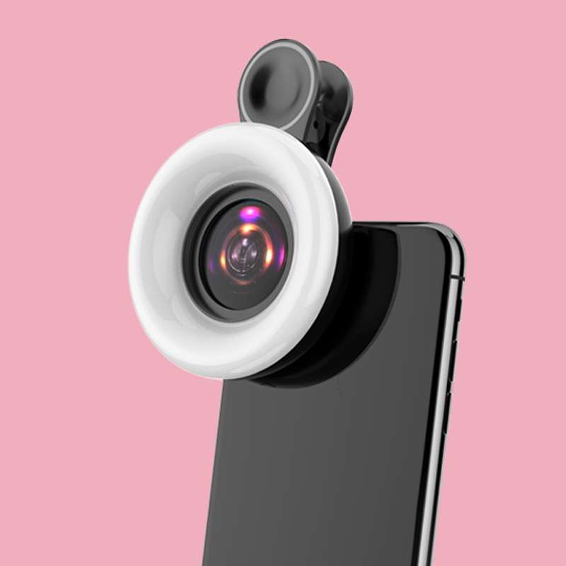 Mobile Phone Macro Lens Beauty Makeup Selfie Light(Pink)