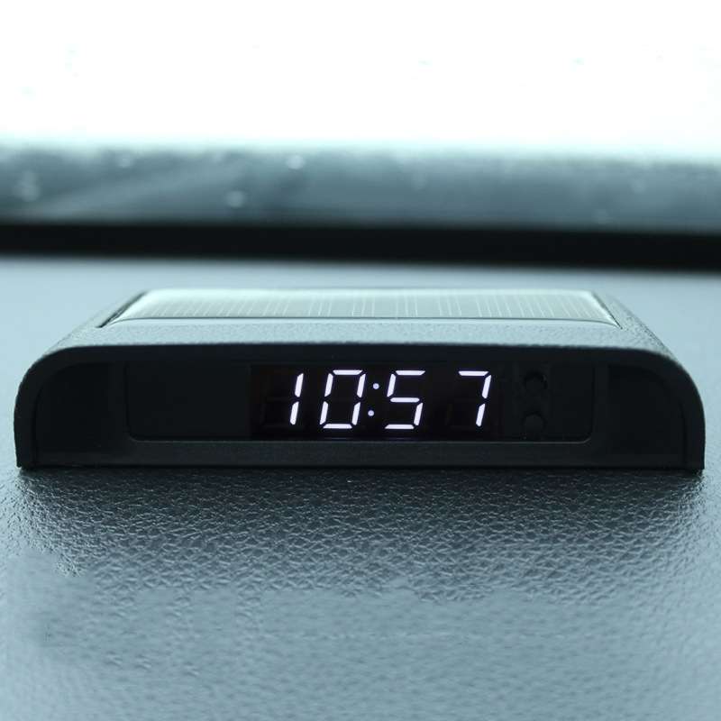 Solar Night Light Car Clock Automotive Electronic Clock Temperature Time+Date+Week+Temperature(White