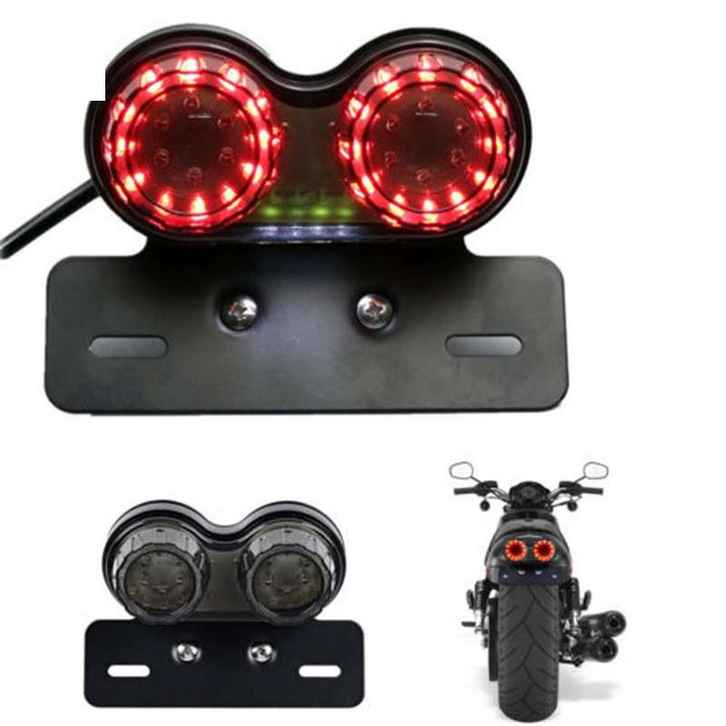Motorcycle Modified Retro LED Integrated Rear Taillight Brake Light(Smoked Black Shell)