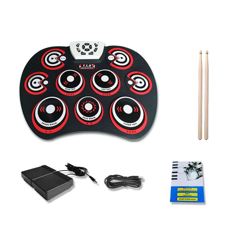 Silicone Folding Portable Hand-Rolled Drum DTX Game Strike Board(G801 White)