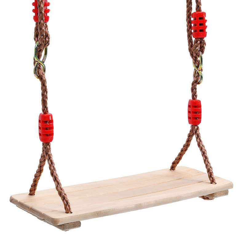 Adult Children Indoor Outdoor Wooden Swing Four Plank Swing,Random Color DeliveryRed)