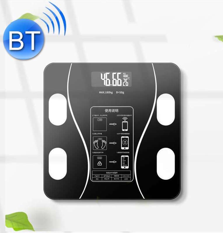 Smart Bluetooth Weight Scale Home Body Fat Measurement Health Scale Battery Model(Black True Class)