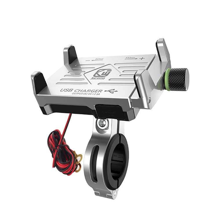 Kewig M6 Aluminum Alloy Motorcycle Mobile Phone Bracket Rechargeable With Switch Waterproof Stable