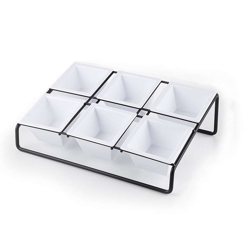 Stainless Steel Bar Plastic Fruit Plate Rack, without Fruit Dish, Grid Number:6 Grids(B Type)
