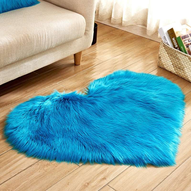 Love Heart Rugs Artificial Wool Sheepskin Hairy Carpet Faux Floor Mat Fur Plain Fluffy Soft Area Rug