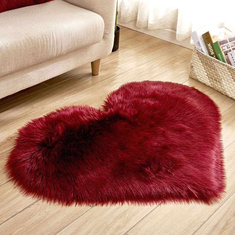 Love Heart Rugs Artificial Wool Sheepskin Hairy Carpet Faux Floor Mat Fur Plain Fluffy Soft Area Rug