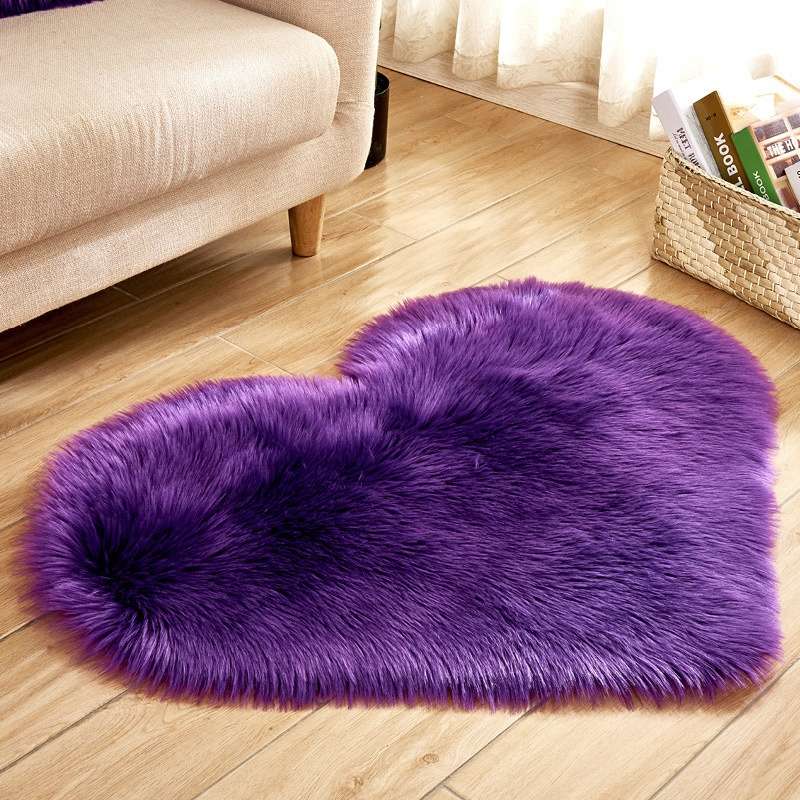 Love Heart Rugs Artificial Wool Sheepskin Hairy Carpet Faux Floor Mat Fur Plain Fluffy Soft Area Rug