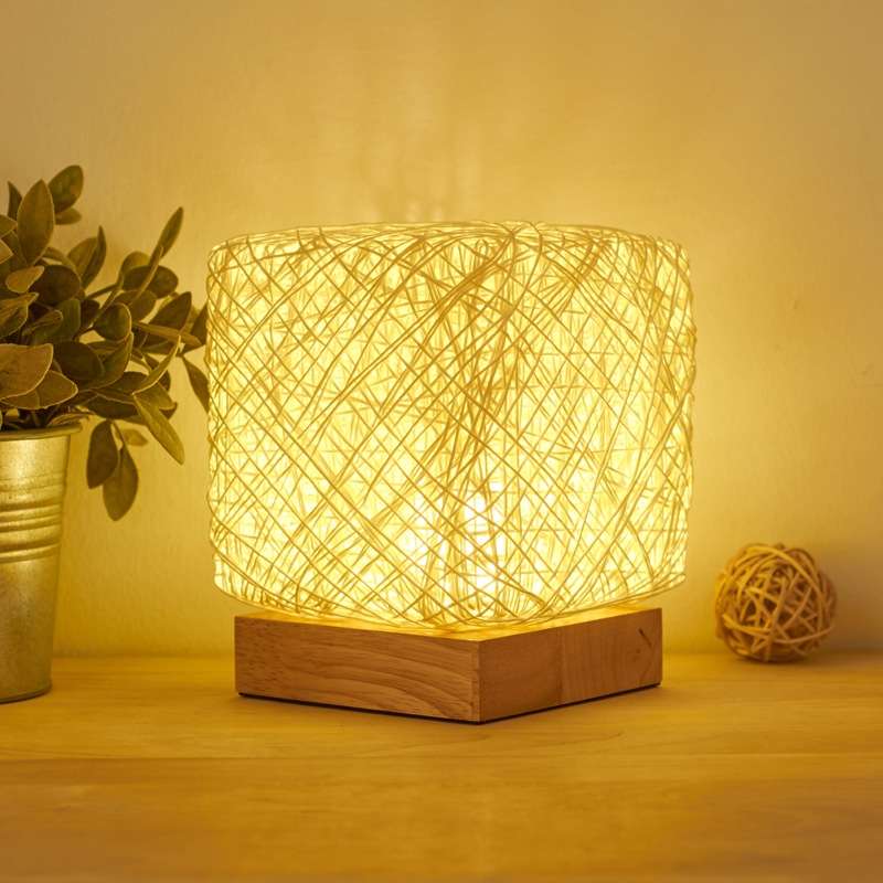USB Square Sepak Takraw Table Lamp Bedroom Bedside Decorative Light, Spec: Button Switch+Base(Aproti