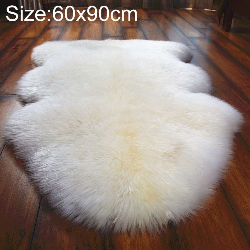 Wool Sofa Cushion Fur Full Sheepskin Carpet Window Decoration Mat, Size: 60x90cm(White)