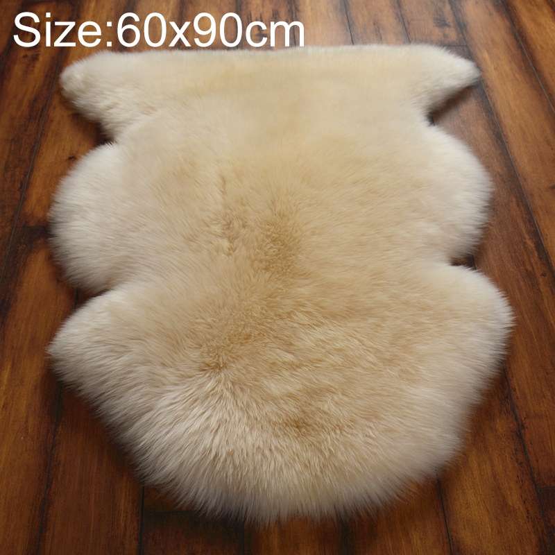 Wool Sofa Cushion Fur Full Sheepskin Carpet Window Decoration Mat, Size: 60x90cm(White)