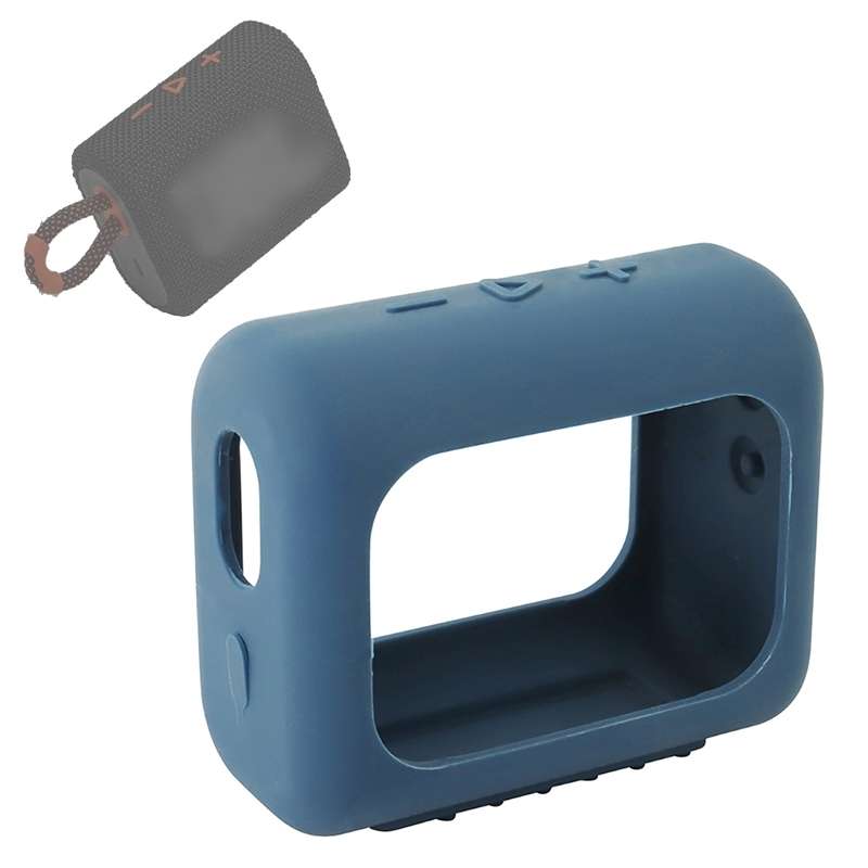 For JBL GO3 Bluetooth Speaker Silicone Cover Portable Protective Case with Carabiner(Mint Green)