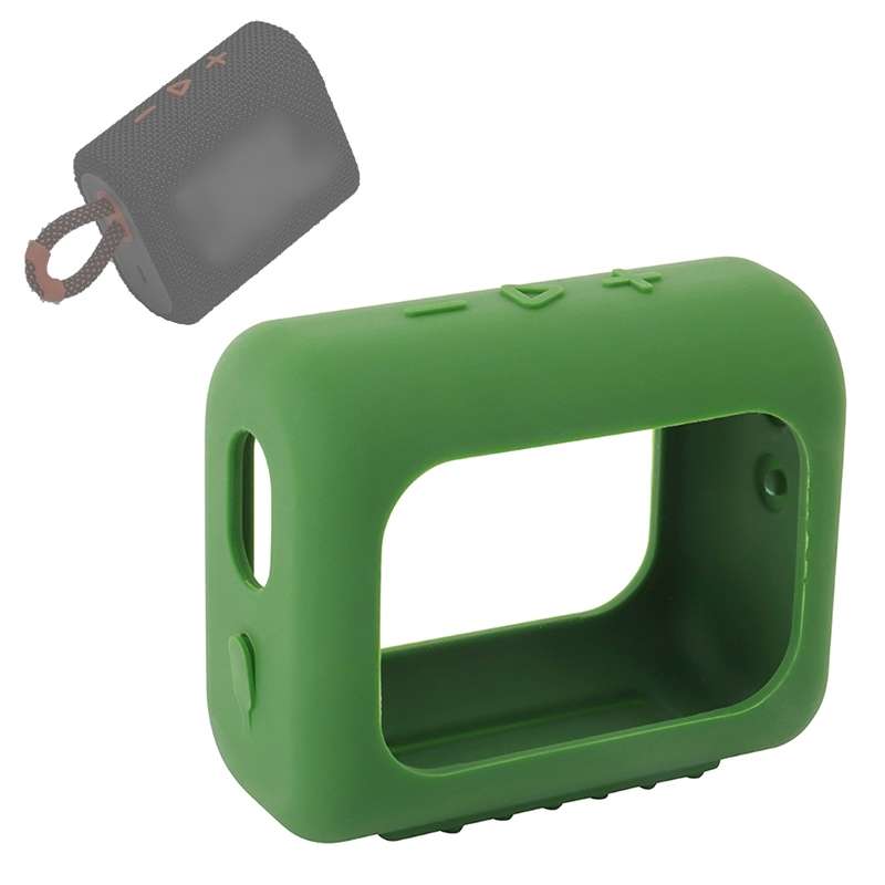 For JBL GO3 Bluetooth Speaker Silicone Cover Portable Protective Case with Carabiner(Mint Green)