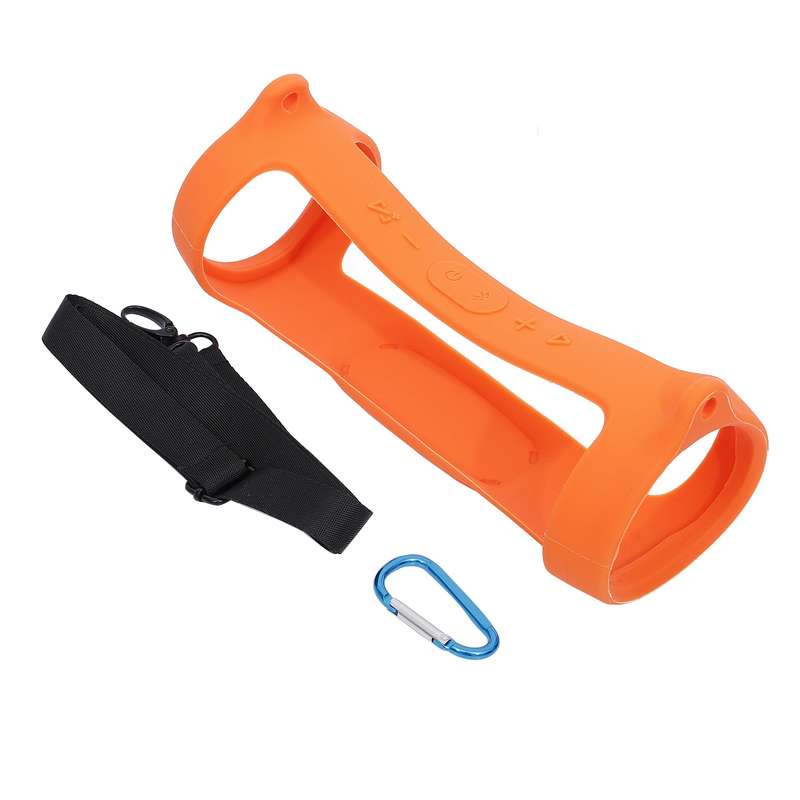For JBL Charge 4 Bluetooth Speaker Portable Silicone Protective Cover with Shoulder Strap & Carabine
