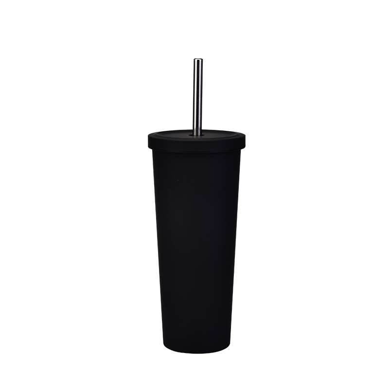 700ml Large Capacity Double Stainless Steel Straw Cup Vacuum Outdoor 304 Insulation Cup Car Water Cu