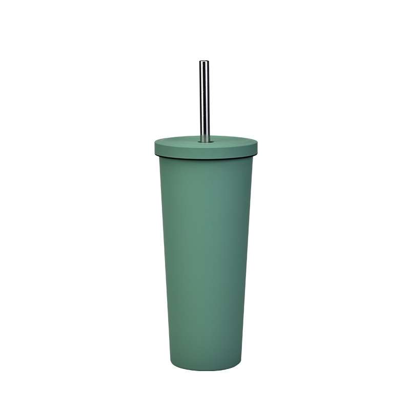 700ml Large Capacity Double Stainless Steel Straw Cup Vacuum Outdoor 304 Insulation Cup Car Water Cu