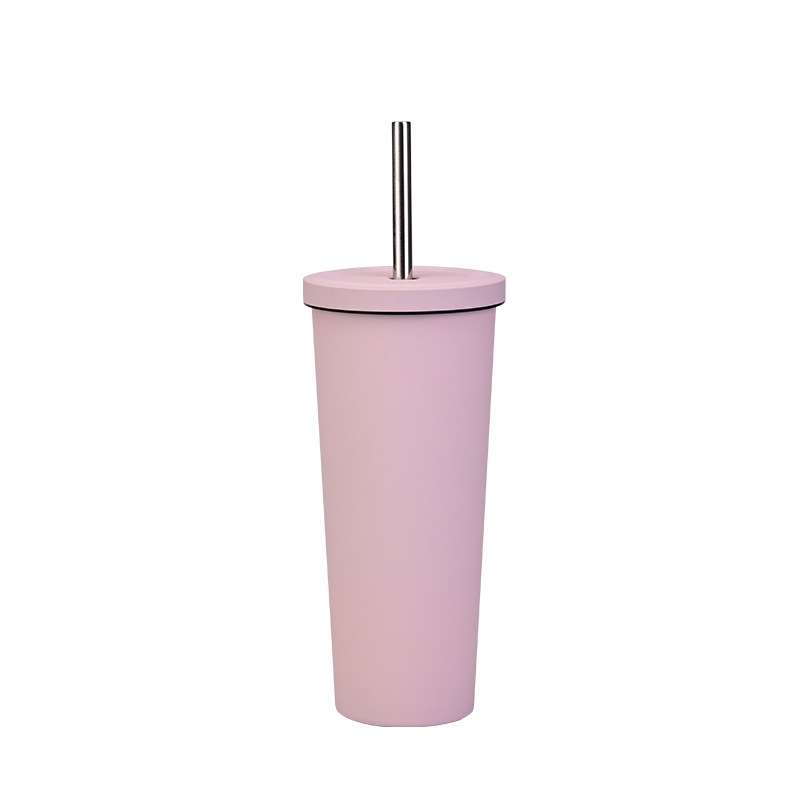 700ml Large Capacity Double Stainless Steel Straw Cup Vacuum Outdoor 304 Insulation Cup Car Water Cu