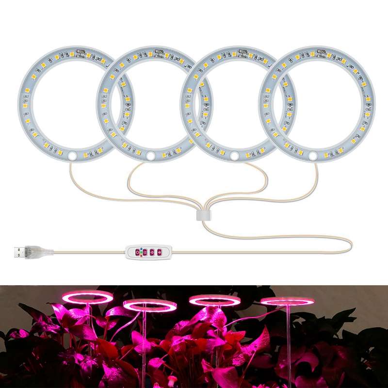 LED Plant Growth Lamp Full Spectroscopy Intelligent Timing Indoor Fill Light Ring Plant Lamp, Power: